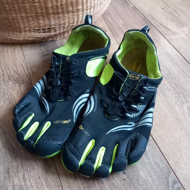 Vibram FiveFingers Kmd LS Corsa a piedi nudi nero neon dita verdi 45 EU 10,5 UK