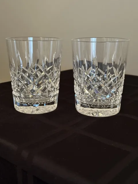 WATERFORD CRYSTAL LISMORE DOUBLE OLD FASHIONED GLASSES 4 3/8”Set of 2