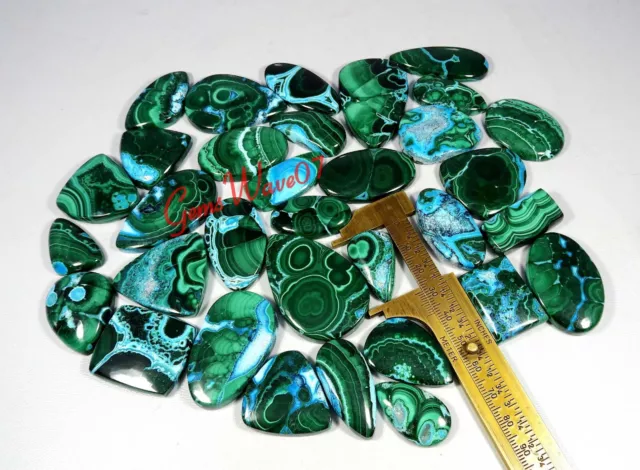 Naturel Vert Bleu Malachite Chrysocolla Cabochon Gemme en Gros Lot 94 Pièces 2