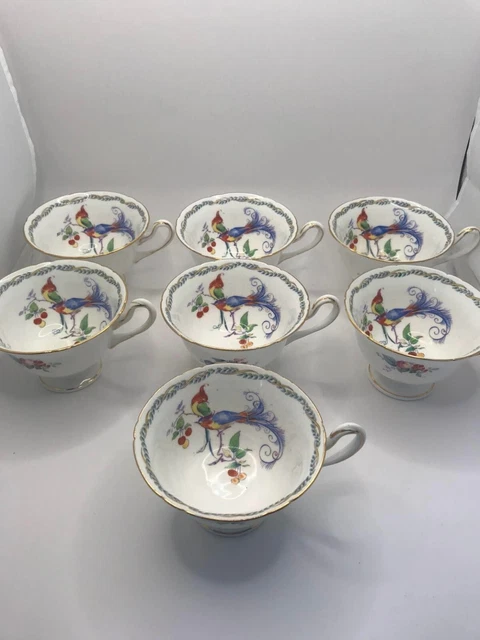 7 x Vintage Shelley Versaille Bone China Tea Cups - Perfect