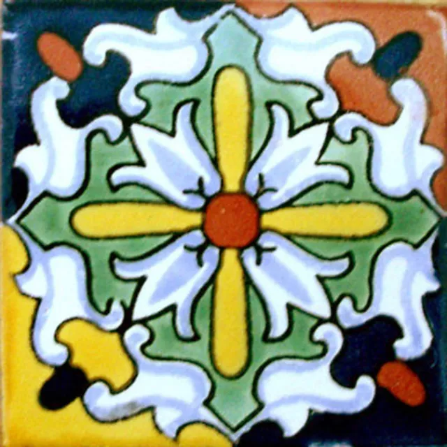 C#084) Mexican Tiles Ceramic Hand Made Spanish Influence Talavera Mosaic Art