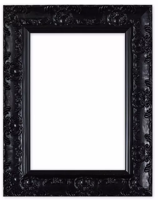 Wide Ornate Shabby Chic Antique Swept Picture Frame Photo Frame Black Muse