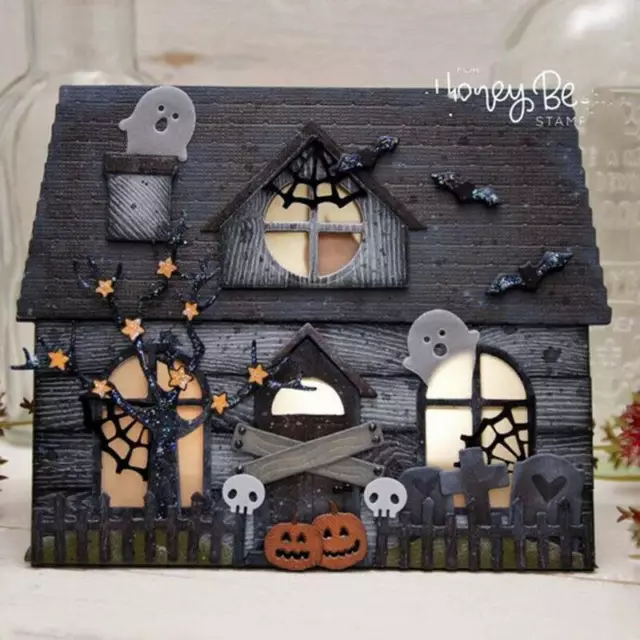 Dies Halloween House DIY Embossing Scrapbooking Stencil Craft Card Cutting Metal