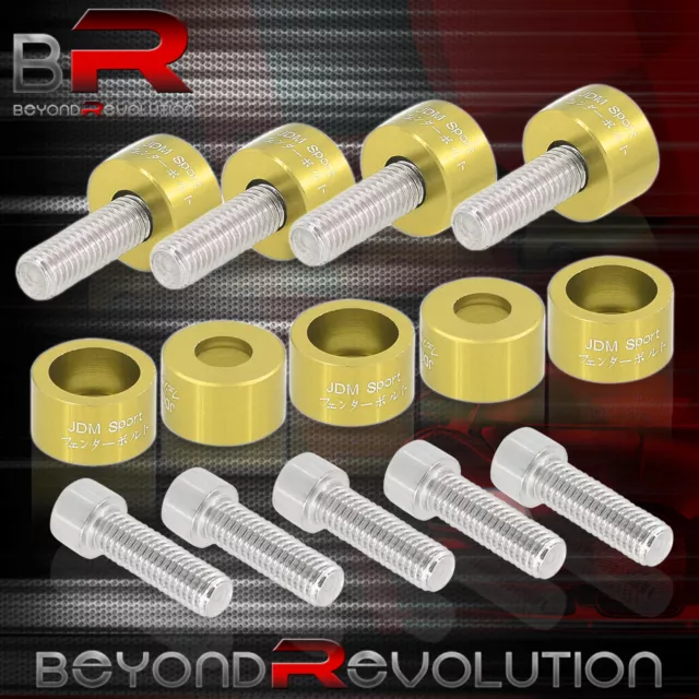 For Acura Honda JDM Gold 8MM Engine Header Cup Bolts Washers Kit