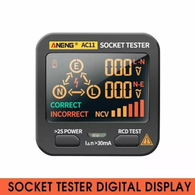 Smart LCD Socket Tester Digital AC Voltage Tester Ground RCD Check Tester