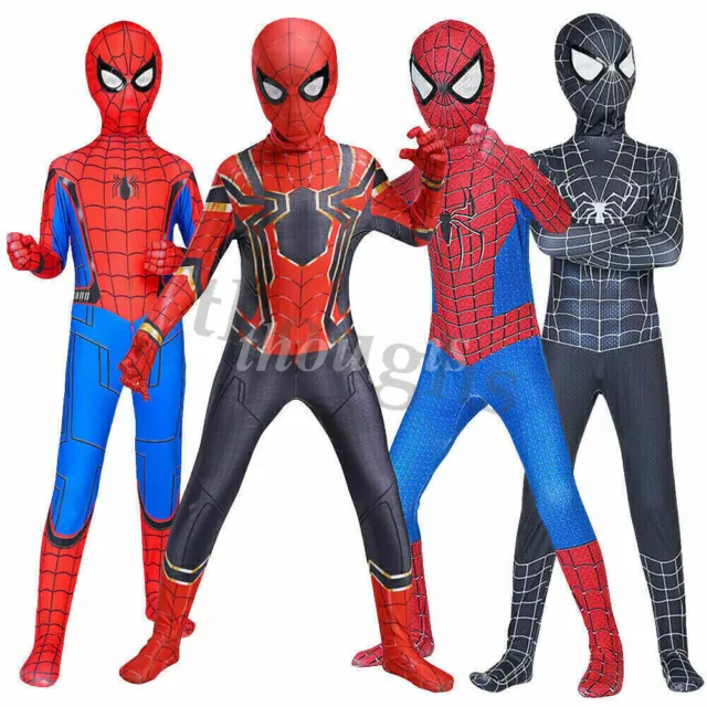 Kids Boys Cosplay Spiderman Superman Fancy Dress Party Jumpsuit Costume 3-12 Age 3