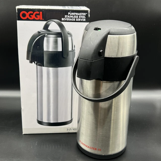 Oggi PumpMaster Airpot Stainless 3 Liter Beverage Server Thermal Hot Coffee Tea