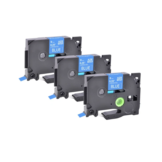 3PK 9MM White on Blue Tape Label for Brother P-Touch PT-D210 TZ525 TZe525