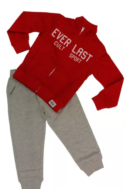 Tuta completo da bambino rossa grigia Everlast zip manica lunga ginnastica moda