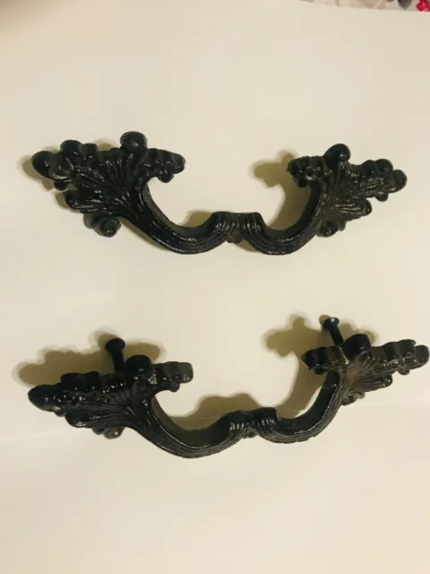 Rustic Fern Style Cast Iron Antique Style Rustic Barn Drawer Pull Set Of 2