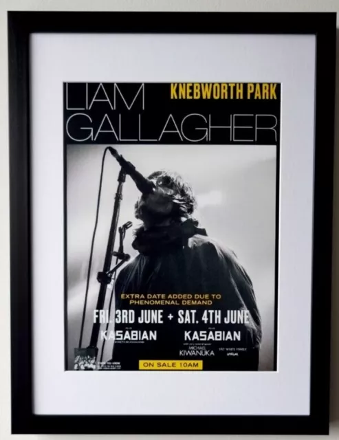 Liam Gallagher Framed Knebworth Concert Print-Noel Gallagher- Definitely Maybe