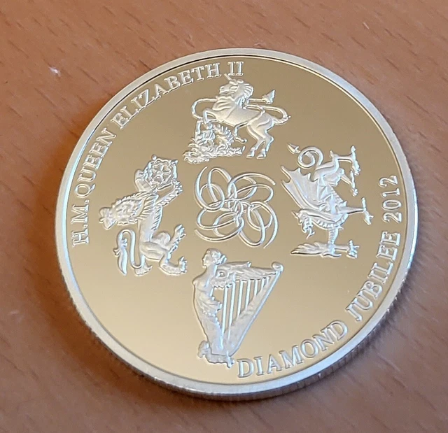 QUEEN ELIZABETH II Diamond Silver Coin Crown Guinness Harp Dragon