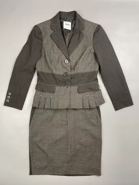 Moschino Cheap & Chic Wool Blend Skirt Suit Brown Houndstooth Women's 8/10