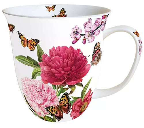 Mug 0.4 L Peonien White - Ambiente Becher - Fine Bone China - Höhe: 10,5 cm - Du