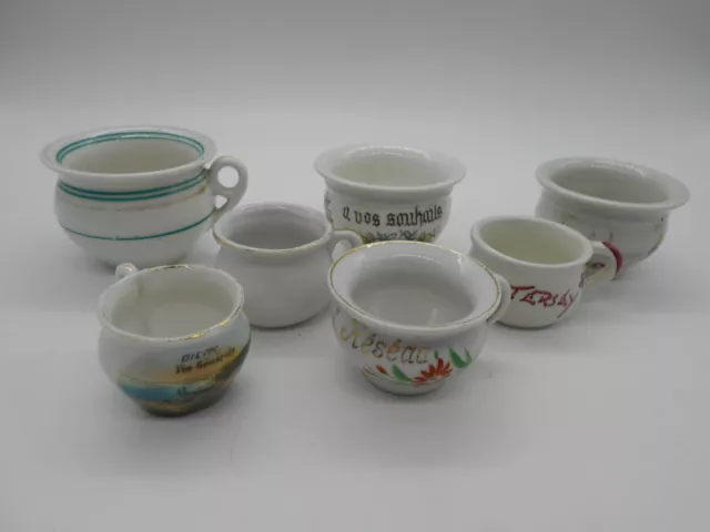 Lot De 7 Petits Pot De Chambre " Floral " En Porcelaine De Paris