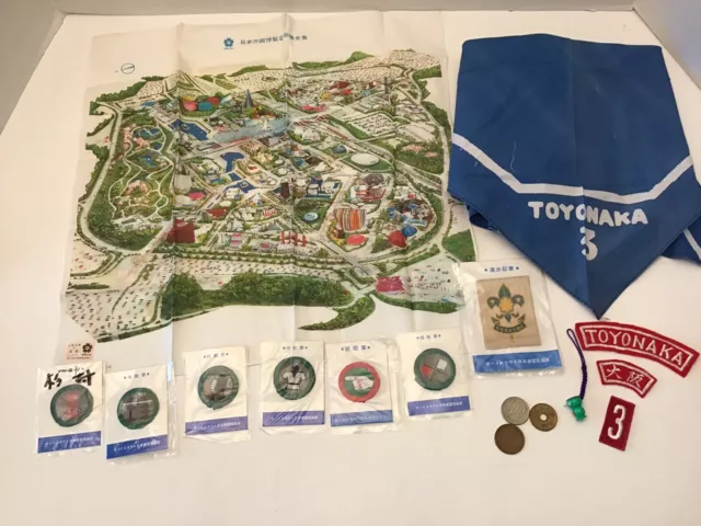 Rare Japan Boy Scout Lot,  Toyonaka, 6 Merit badges, Patch, Necker, Expo 1970