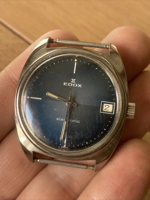Montre Bracelet Homme EDOX Electronic Swiss Boîtier Acier Vintage Watch
