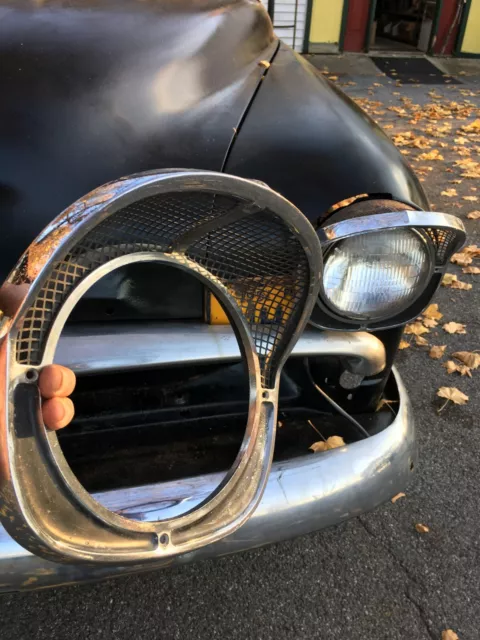 Vtg Pair  1957  Chevy  Hooded  Eye Lash Chrome Headlight Bezel  Light Covers