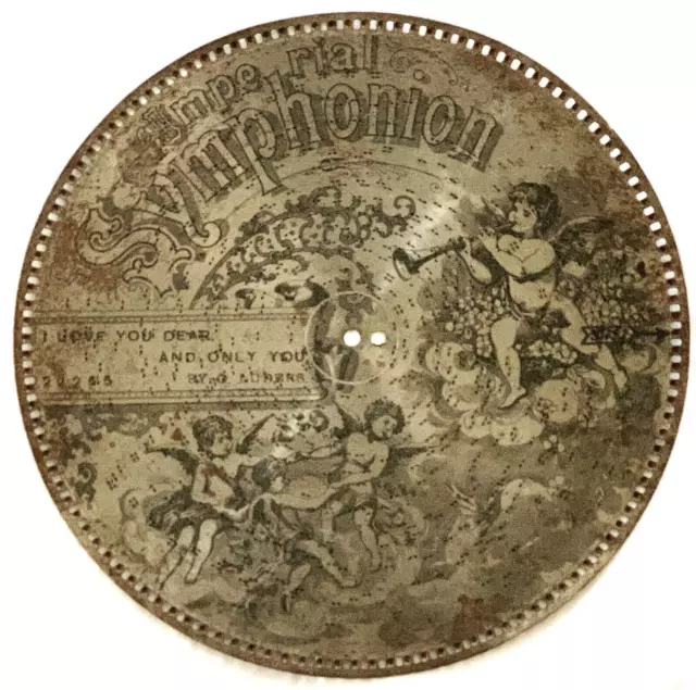 Antique IMPERIAL SYMPHONION 13-3/8" RARE Metal Music Disc w Projections READ #4