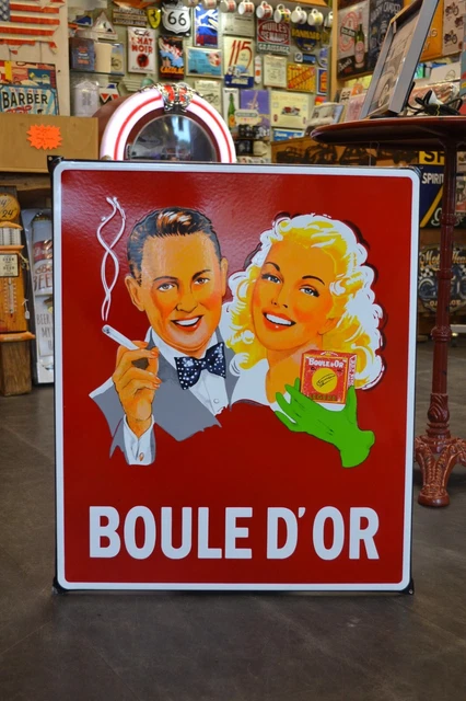 boule d'or cigarette PLAQUE ÉMAILLÉE BOULE D'OR tabac cigarette enamel sign EUR 320,00