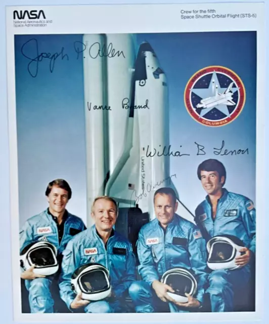 4x Original-Autogramme Space Shuttle Columbia STS-5 Brand, Overmyer Allen Lenoir