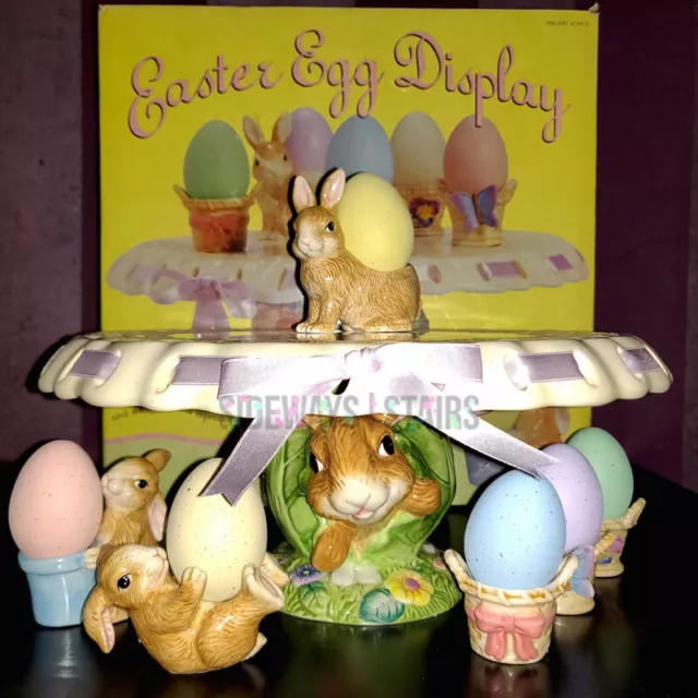 EASTER EGG CERAMIC DISPLAY SET pastel speckled decorative eggs stand Costco  RARE $219.97 - PicClick