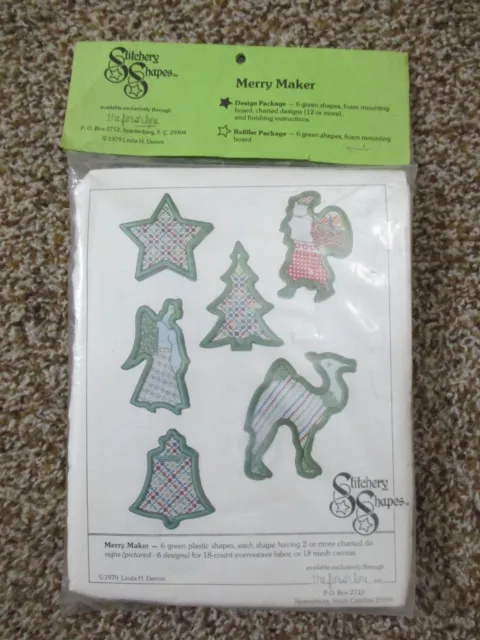New Vintage 1979 Sealed Merry Makers Stitchery Shapes Christmas Cross Stitch