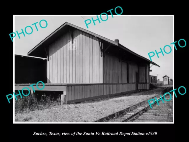 OLD LARGE HISTORIC PHOTO OF SACHSE TEXAS THE RAILROAD DEPOT STATION c1930