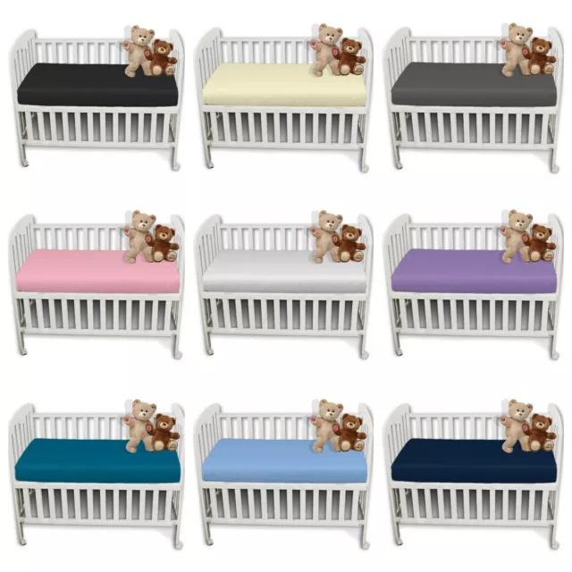 2 X Cot Bed Fitted Sheets 100% Pollycotton Fitted Sheets 70 x 140 cm