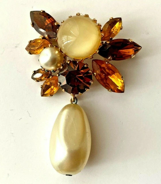 Grande Broche Vintage Années 90 Plaquée Or - Marque Monet - Dimensions 57x43mm - Occasion