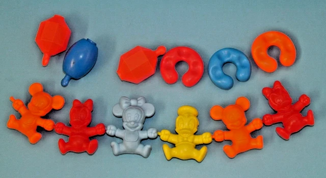 1985 Vintage Disney Set of  Mickey Mouse & Friends 3" Snap together Baby Toys