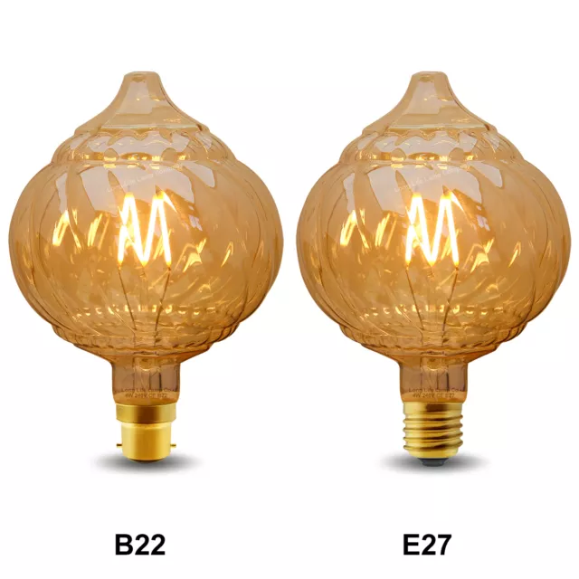 Vintage LED 4W Edison Style Twisted Globe G125 Filament Light Bulb B22 or E27