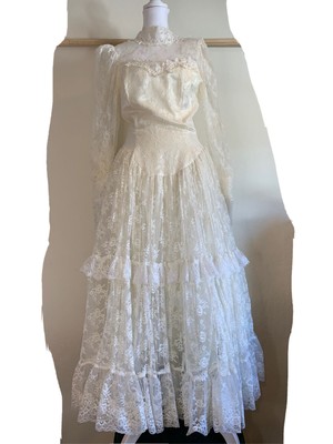 Vintage 80s GUNNE SAX DRESS JESSICA McCLINTOCK  Wedding Gown Lace Size 7/8 NEW