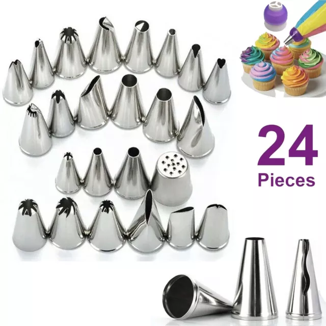 Set 24 Pezzi Scatola Ghiaccio Ugello Per Pipa Strumento Zucchero Decorazione Torta Cupcake