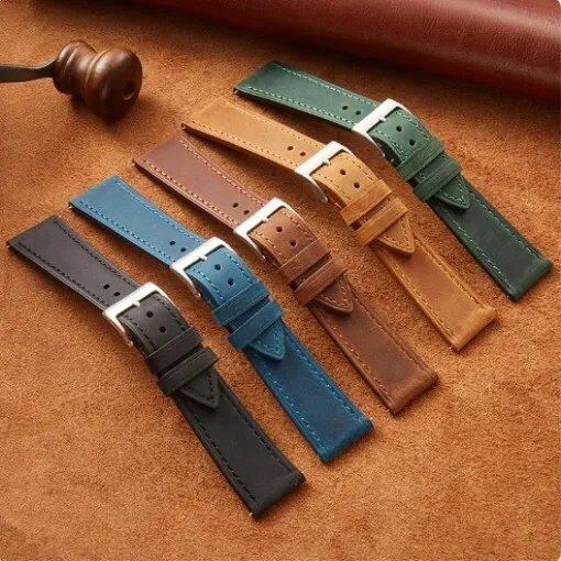 Cinturino orologio pelle vintage 18mm 19mm 20mm 21mm 22mm blu verde beige nero