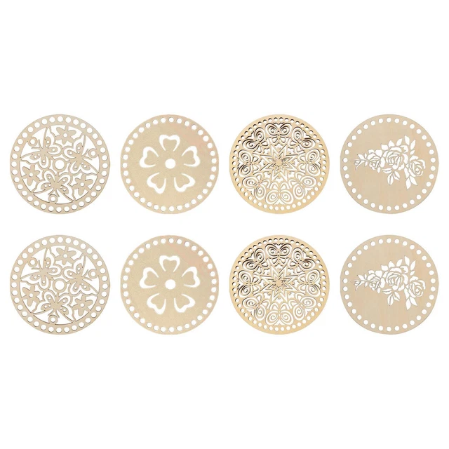 8Pcs Natural Wooden Crochet Basket Bottom Blank Bottom Shaper Wood Base for