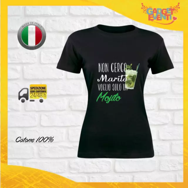 T-shirt Donna divertente Maglietta Ironica con scritte frase Non cerco Marito