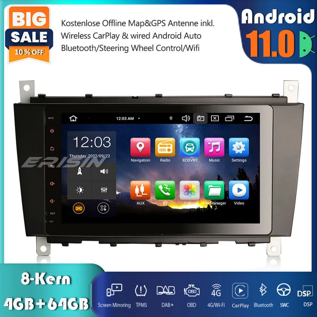 Autoradio Android 14 Pour Mercedes Classe C/G/CLC W203 W463 - 8Go RAM 128Go - écran 7" - CarPlay/Android Auto