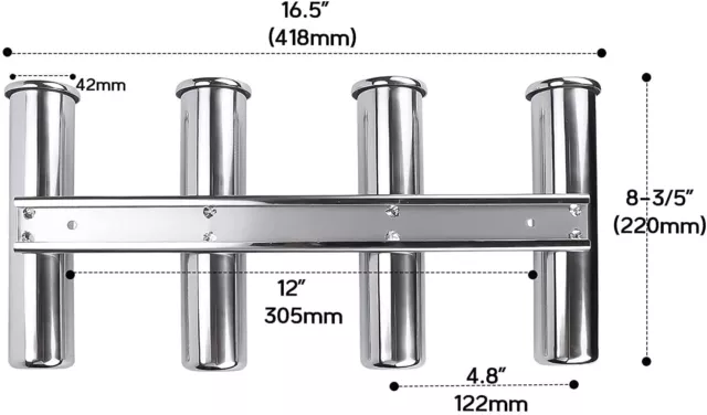 4 Rod Rack 316 Stainless Steel Rod Holder Boat Fishing Marine 4 Link Rod Pod 2