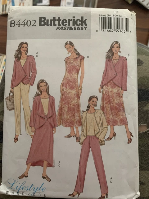 Butterick B4402 Sewing Pattern Misses Sz 16-22 Jacket Top Dress Skirt Pant Uncut
