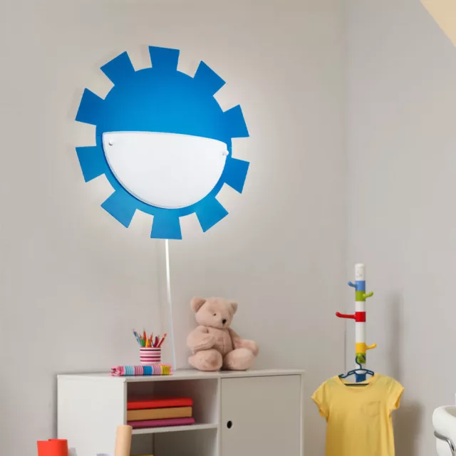 Lámpara de sala de juegos lámpara de pared lámpara de pared habitación infantil acero azul blanco LED D 35 cm