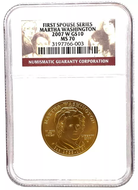 2007 W Gold Us $10 Martha Washington First Spouse 1/2 Oz Coin Ngc Ms70.