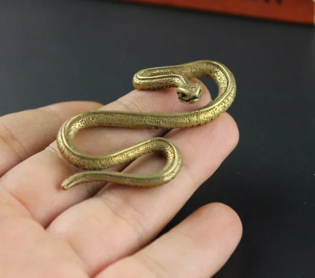 Chinese bronze handmade Snake Statue figure Tea Pet scene home decoration