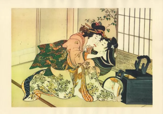 Japanese Reproduction Woodblock Print Shunga Style A1 Erotic A4 Parchment Paper
