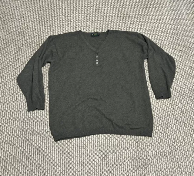 Charter Club Mens Pullover Sweater Size L Green Cashmere Stretch Long Sleeve