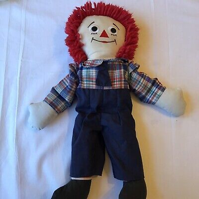 RAGGEDY ANDY DOLL - 17in 1991 Hat Blue Plaid Applause  1960 Gift Retro Blue Vtg