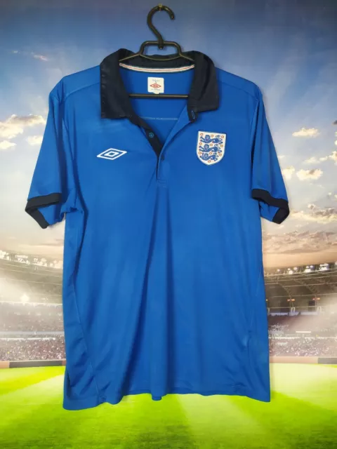 England Team Training Jersey Football Polo Shirt Blue Umbro Mens Size L