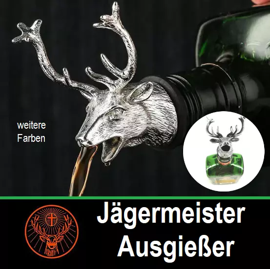 orig. für Jägermeister Ausgießer Hirschkopf Metall Dosierer Aufsatz 0,7/1,0L