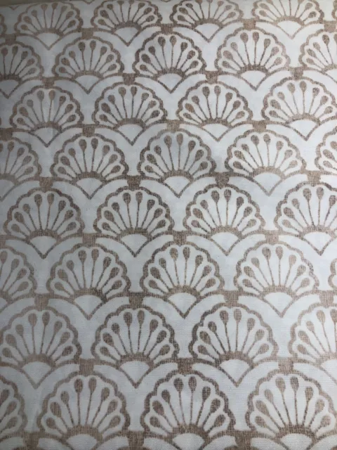 4-YARDS Polyester Upholstery/Drapery Fabric White/Brown Scallop Shells  58" Wide