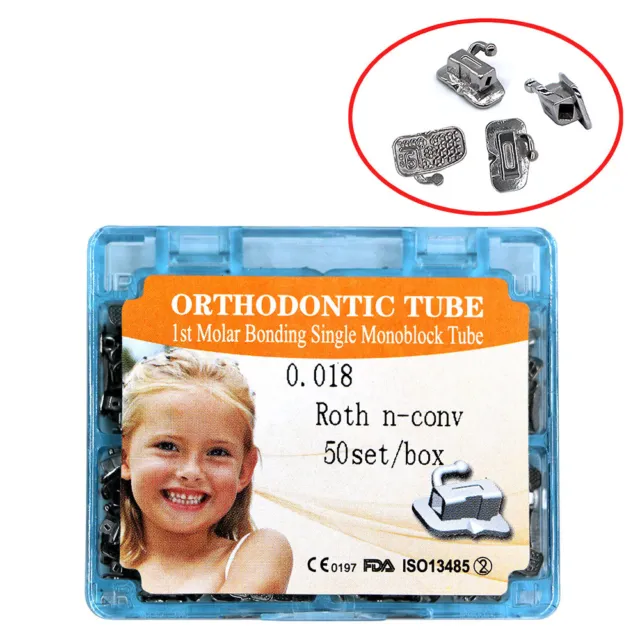 Dental orthodontic 1st molar buccal tube monoblock roth 018 50 sets！！